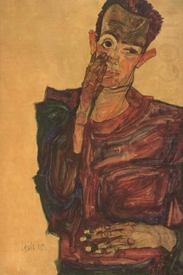 Egon Schiele Self-Portrait with Hand to Cheek (mk12) china oil painting image